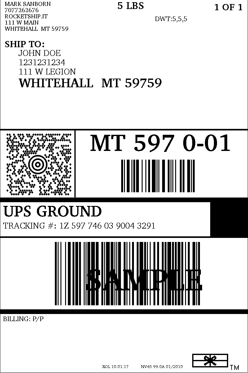 UPS Return Label PHP